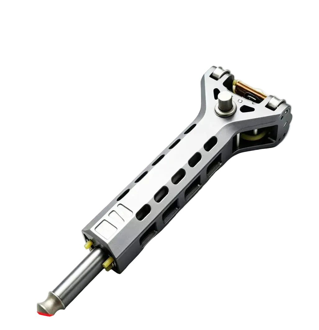 Metallic slingshot rifle crossbow on a white background with a brand logo.