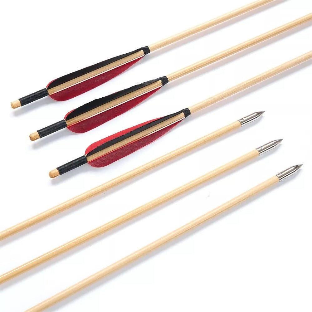 Handmade Wooden Arrows for Archery Longbow Shooting